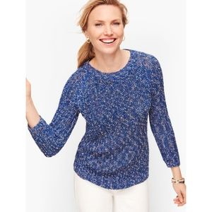 Talbots Curved Hem Blue Confetti Knitted Sweater XS